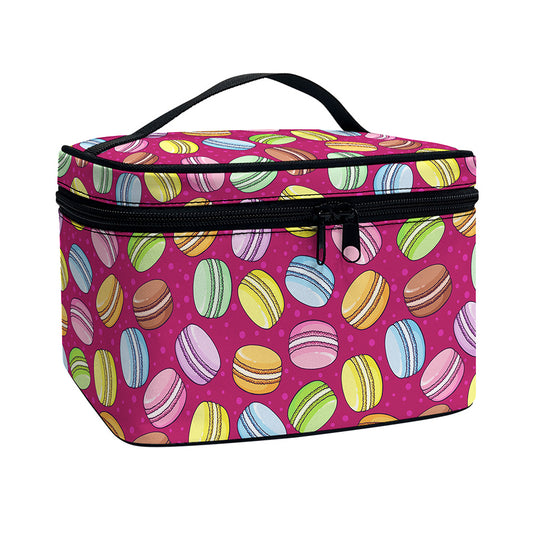 Cute Macaron Pattern Print Travel Makeup Bag