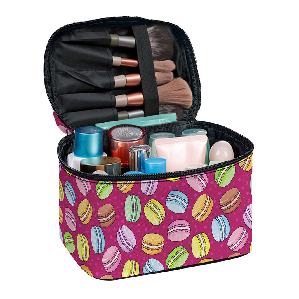 Cute Macaron Pattern Print Travel Makeup Bag