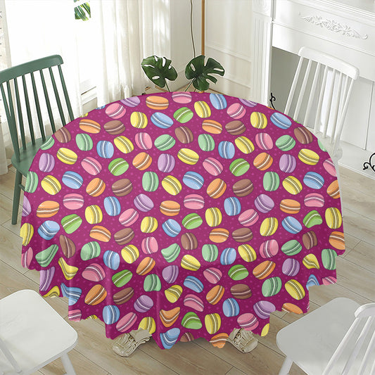 Cute Macaron Pattern Print Waterproof Round Tablecloth