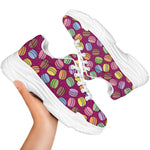 Cute Macaron Pattern Print White Chunky Shoes