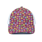Cute Macaron Pattern Print White Mesh Trucker Cap