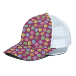 Cute Macaron Pattern Print White Mesh Trucker Cap