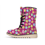 Cute Macaron Pattern Print Winter Boots