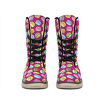 Cute Macaron Pattern Print Winter Boots