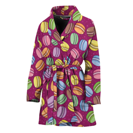 Cute Macaron Pattern Print Women's Bathrobe