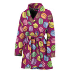 Cute Macaron Pattern Print Women's Bathrobe