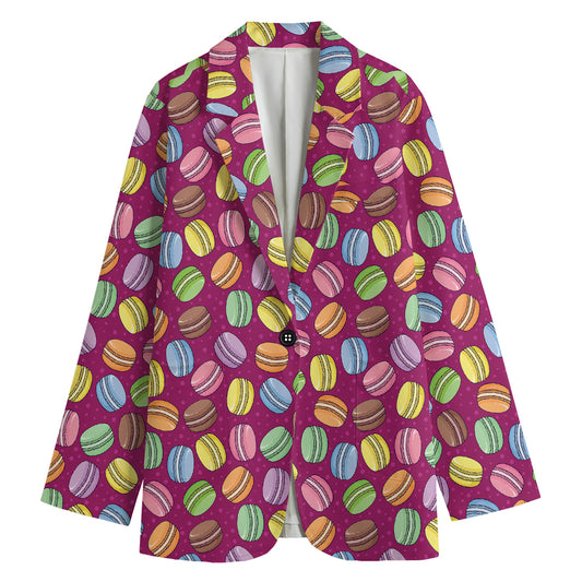 Cute Macaron Pattern Print Women's Blazer
