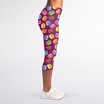 Cute Macaron Pattern Print Women's Capri Leggings