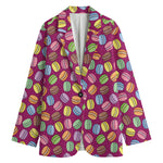 Cute Macaron Pattern Print Women's Cotton Blazer