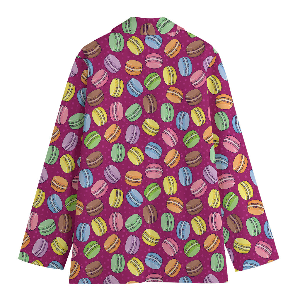 Cute Macaron Pattern Print Women's Cotton Blazer
