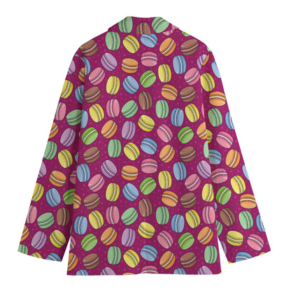 Cute Macaron Pattern Print Women's Cotton Blazer