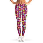 Cute Macaron Pattern Print Women's Leggings