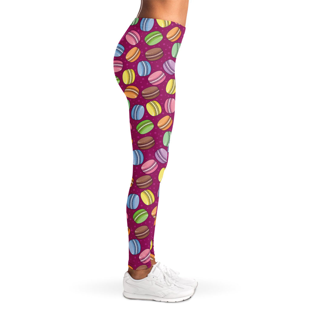 Cute Macaron Pattern Print Women's Leggings