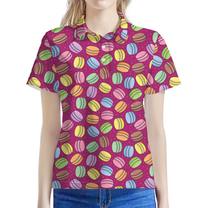 Cute Macaron Pattern Print Women's Polo Shirt
