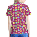 Cute Macaron Pattern Print Women's Polo Shirt