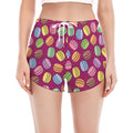 Cute Macaron Pattern Print Women's Split Running Shorts