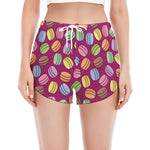Cute Macaron Pattern Print Women's Split Running Shorts