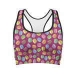 Cute Macaron Pattern Print Women's Sports Bra