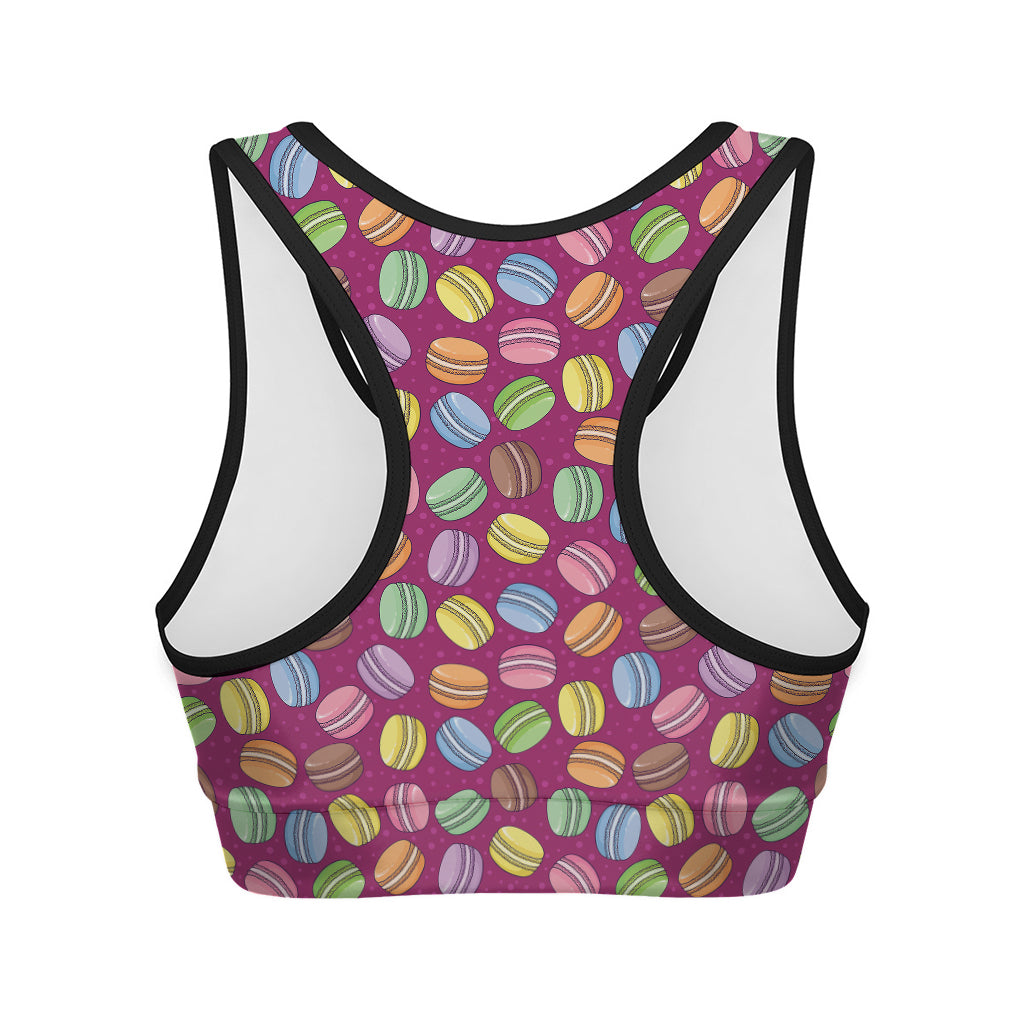 Cute Macaron Pattern Print Women's Sports Bra