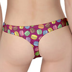 Cute Macaron Pattern Print Women's Thong