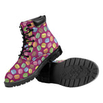Cute Macaron Pattern Print Work Boots