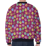 Cute Macaron Pattern Print Zip Sleeve Bomber Jacket
