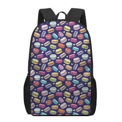 Cute Macarons Pattern Print 17 Inch Backpack