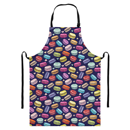 Cute Macarons Pattern Print Bib Apron With Pocket