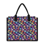 Cute Macarons Pattern Print Canvas Tote Bag