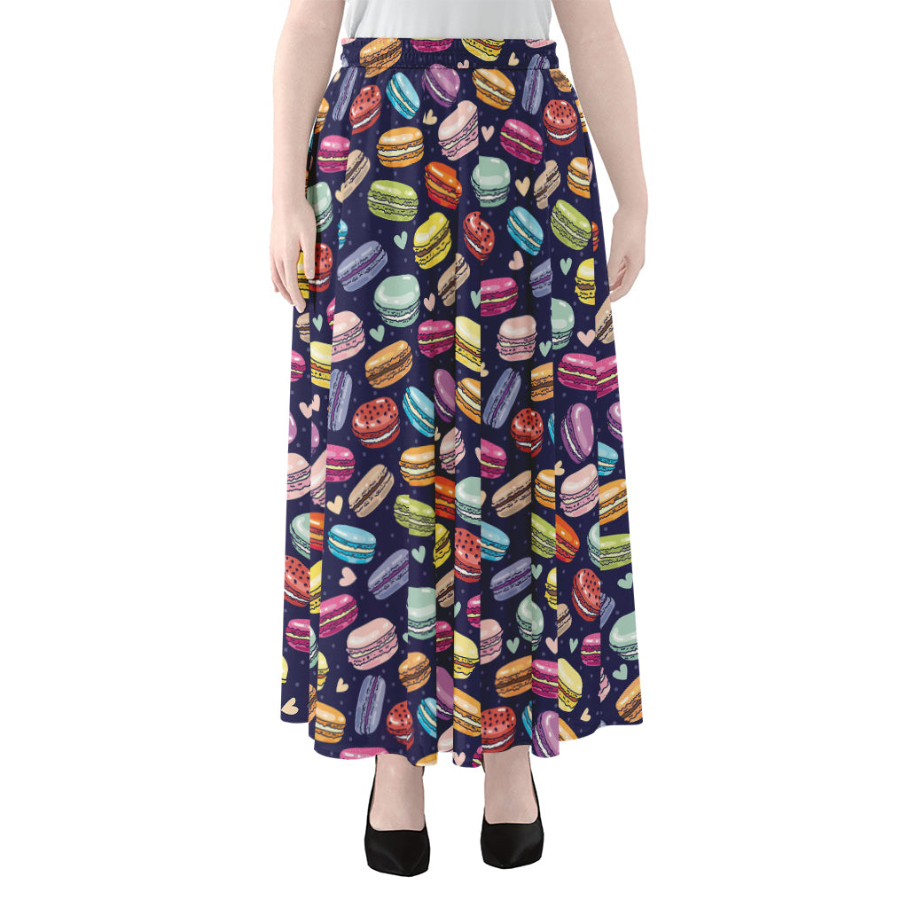 Cute Macarons Pattern Print Chiffon Maxi Skirt