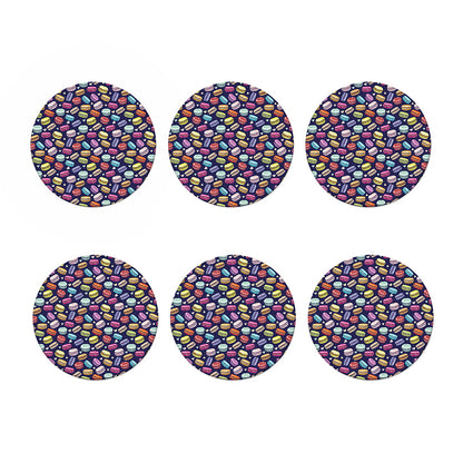 Cute Macarons Pattern Print Coaster Set