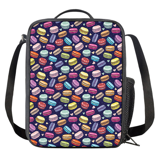 Cute Macarons Pattern Print Crossbody Lunch Bag