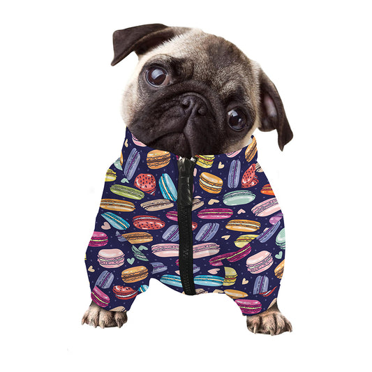 Cute Macarons Pattern Print Dog Zip Up Jacket