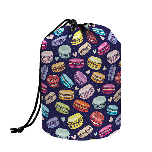 Cute Macarons Pattern Print Drawstring Makeup Bag