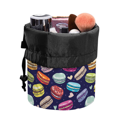 Cute Macarons Pattern Print Drawstring Makeup Bag