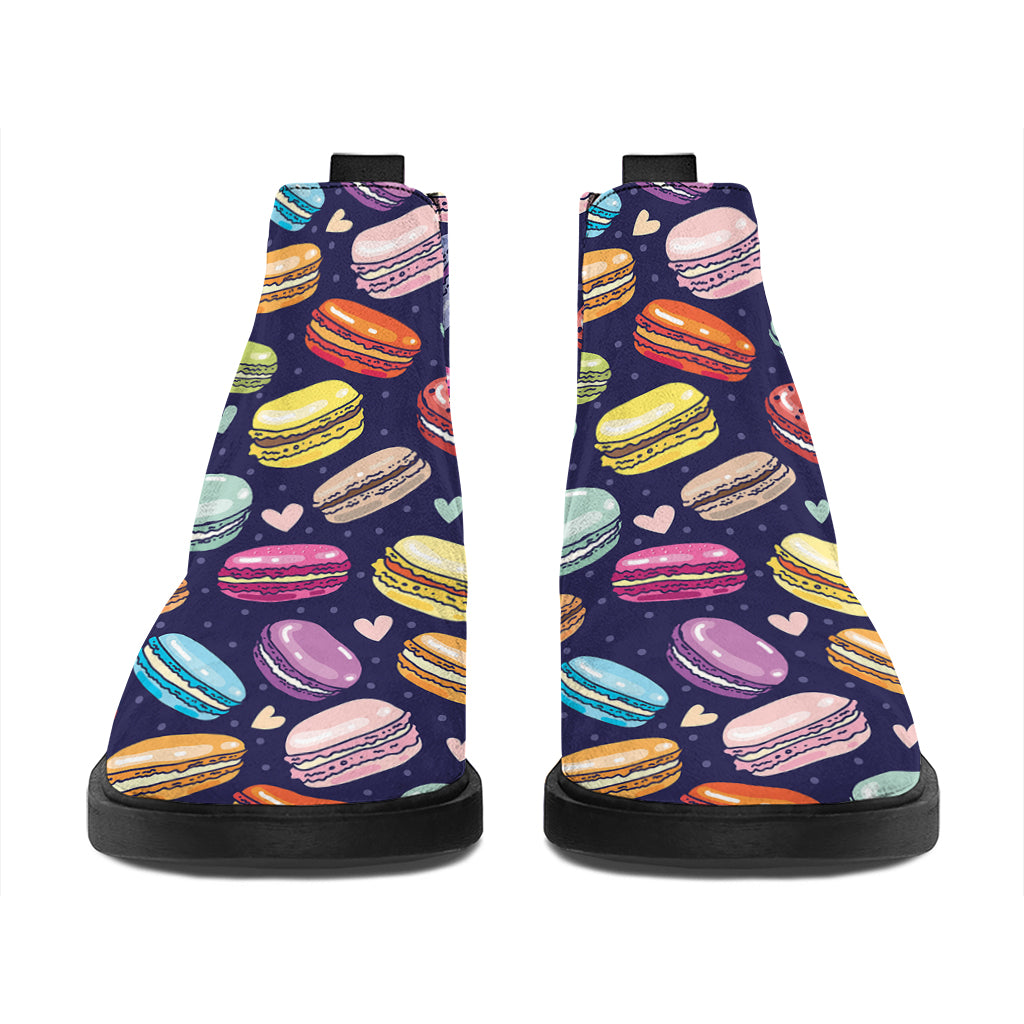 Cute Macarons Pattern Print Flat Ankle Boots