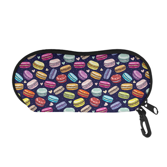 Cute Macarons Pattern Print Glasses Case