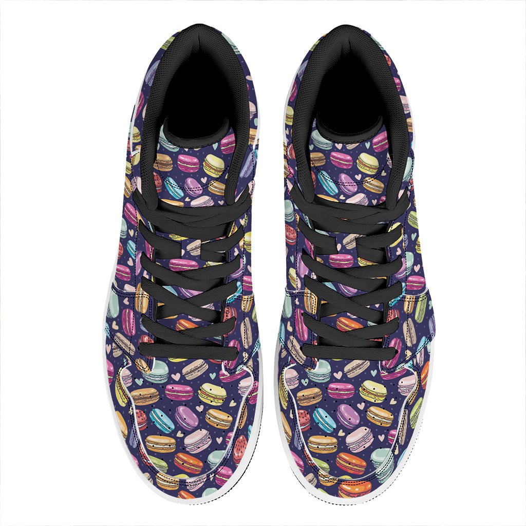 Cute Macarons Pattern Print High Top Leather Sneakers