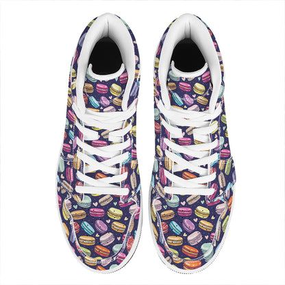 Cute Macarons Pattern Print High Top Leather Sneakers