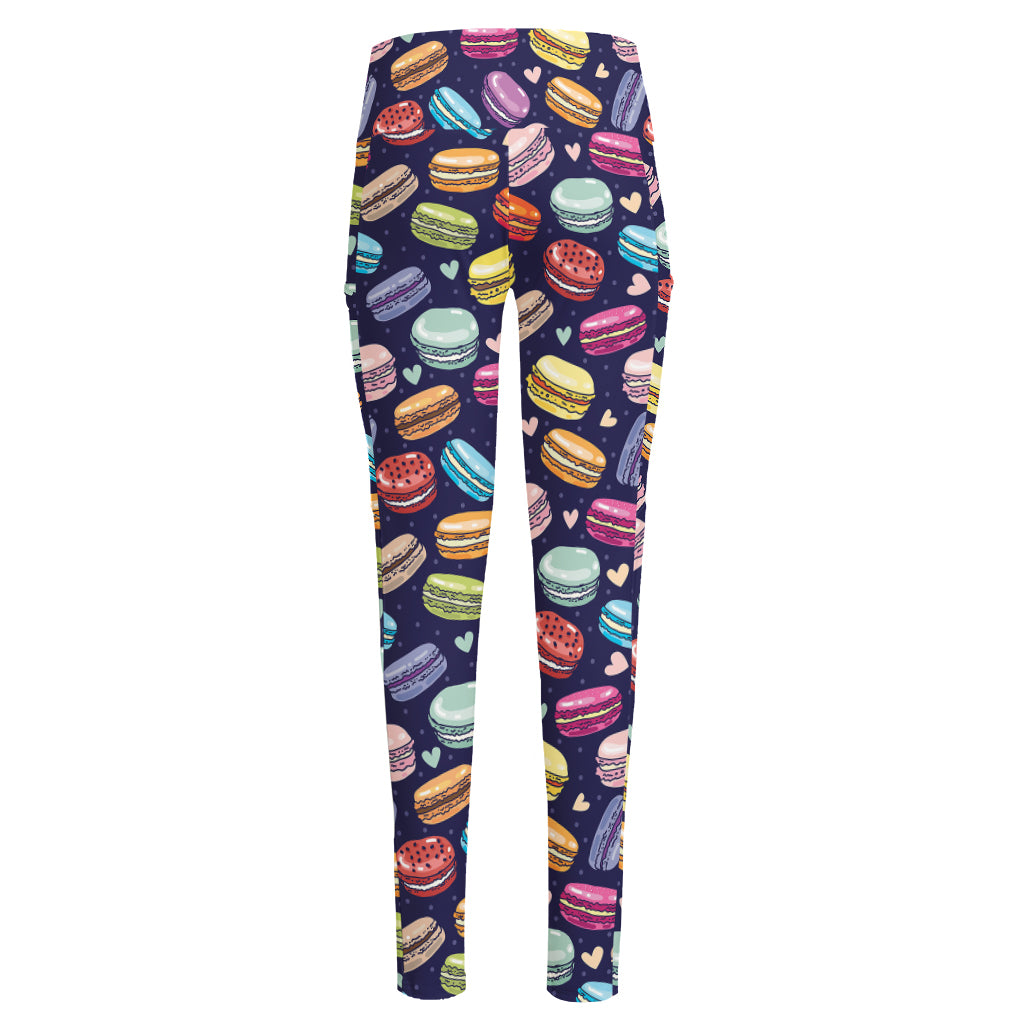 Cute Macarons Pattern Print High-Waisted Pocket Leggings