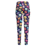 Cute Macarons Pattern Print High-Waisted Pocket Leggings