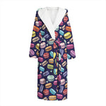 Cute Macarons Pattern Print Hooded Bathrobe