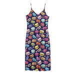 Cute Macarons Pattern Print Jersey Midi Cami Dress