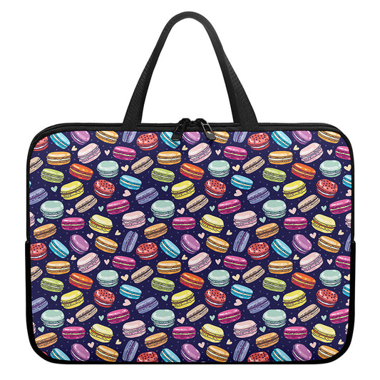 Cute Macarons Pattern Print Laptop Sleeve With Handle