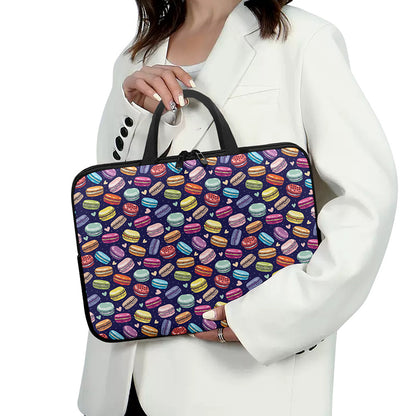 Cute Macarons Pattern Print Laptop Sleeve With Handle