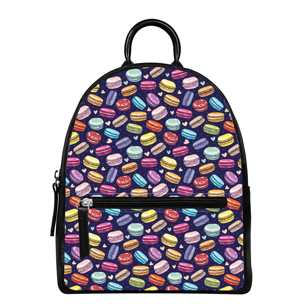 Cute Macarons Pattern Print Leather Backpack