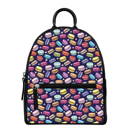 Cute Macarons Pattern Print Leather Backpack