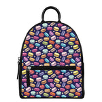 Cute Macarons Pattern Print Leather Backpack