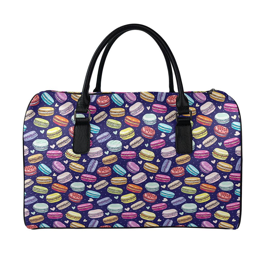 Cute Macarons Pattern Print Leather Duffle Bag