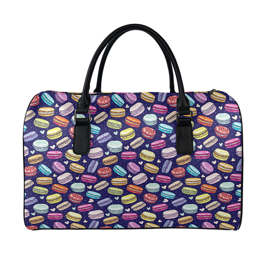 Cute Macarons Pattern Print Leather Duffle Bag